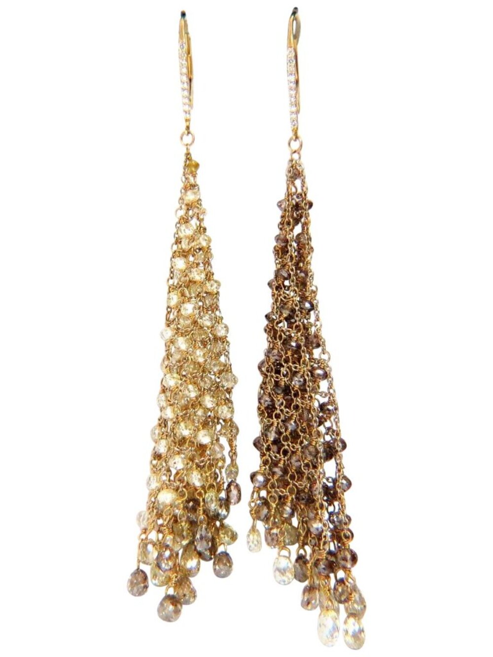 28.15ct Natural Fancy color briolette diamond dangle earrings 18kt Mesh*